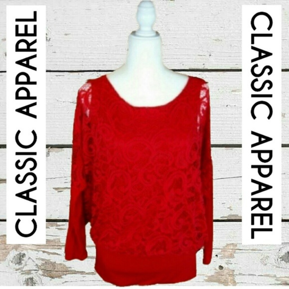 NWT! JOSEPH ALLEN - RED LACE TOP! ❤️ - Picture 1 of 4